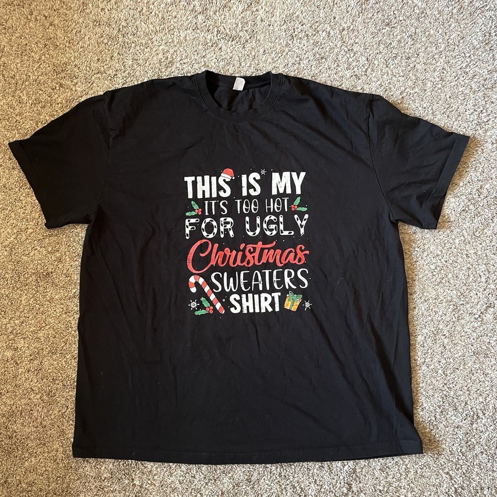 Ugly Christmas T-shirt Men's 2XL Short Sleeve Holiday Funny Xmas Shirt